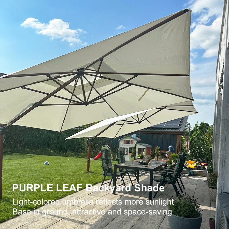 Double Top 9 / 10 / 11 / 12 ft Square Aluminum Sun Umbrellas in Wood Color - Image 183