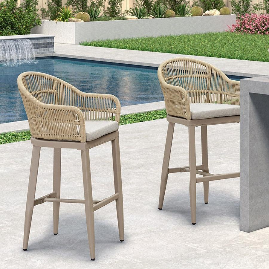 Outdoor Bar Stools Rattan Bar Stools Counter Stools with Back and Cushions  for Patio, Garden, Kitchen - Image 11