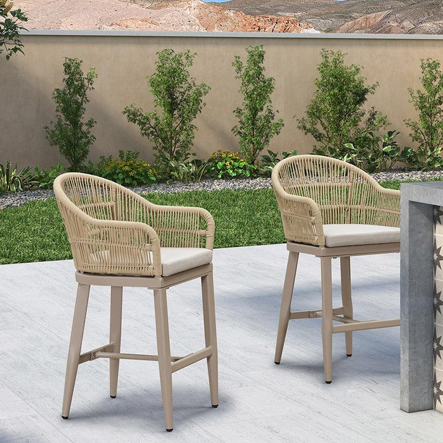 Outdoor Bar Stools Rattan Bar Stools Counter Stools with Back and Cushions  for Patio, Garden, Kitchen - Image 18