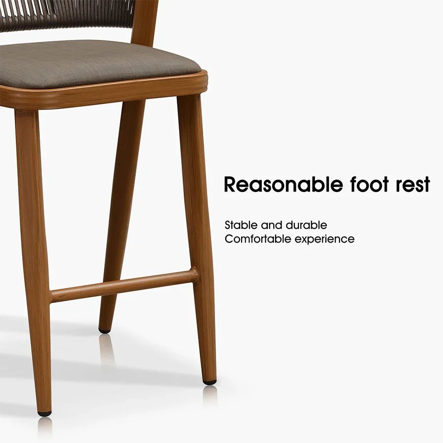 Bar Stool Rattan Bar Stools Counter Stools with Back Metal Bar Height Stool Outdoor Bar Chair for Garden Kitchen - Image 64