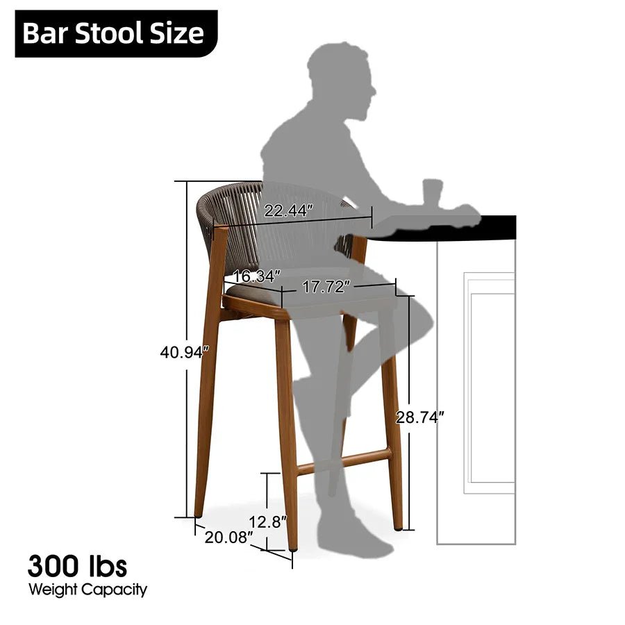 Bar Stool Rattan Bar Stools Counter Stools with Back Metal Bar Height Stool Outdoor Bar Chair for Garden Kitchen - Image 36