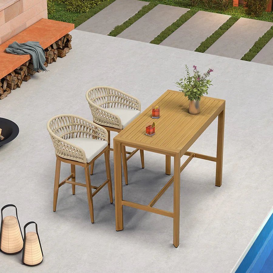 Outdoor Bar Stools Counter Stools Rattan Bar Stools Chair with Backrest for Indoor or Outdoor, Kitchen lsland - Image 62
