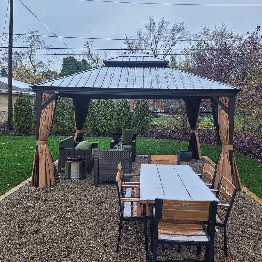 Outdoor Hardtop Gazebo for Garden Bronze Double Roof Aluminum Frame Pavilion - Image 89