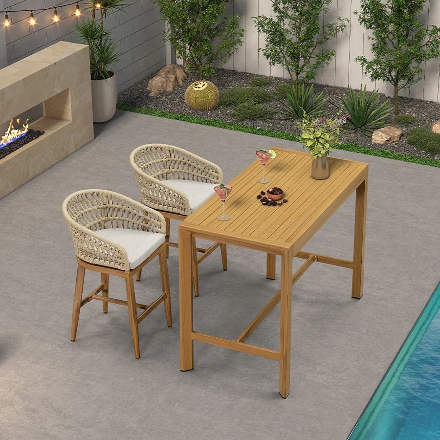 Outdoor Bar Stools Counter Stools Rattan Bar Stools Chair with Backrest for Indoor or Outdoor, Kitchen lsland - Image 64