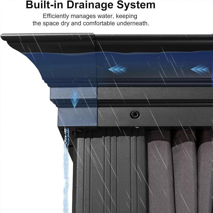 Patio Gazebo for Backyard Grey Hardtop Galvanized Steel Roof Awning with Upgrade Curtain - Image 73