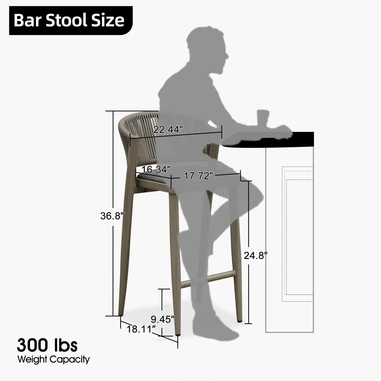 Bar Stool Rattan Bar Stools Counter Stools with Back Metal Bar Height Stool Outdoor Bar Chair for Garden Kitchen - Image 31