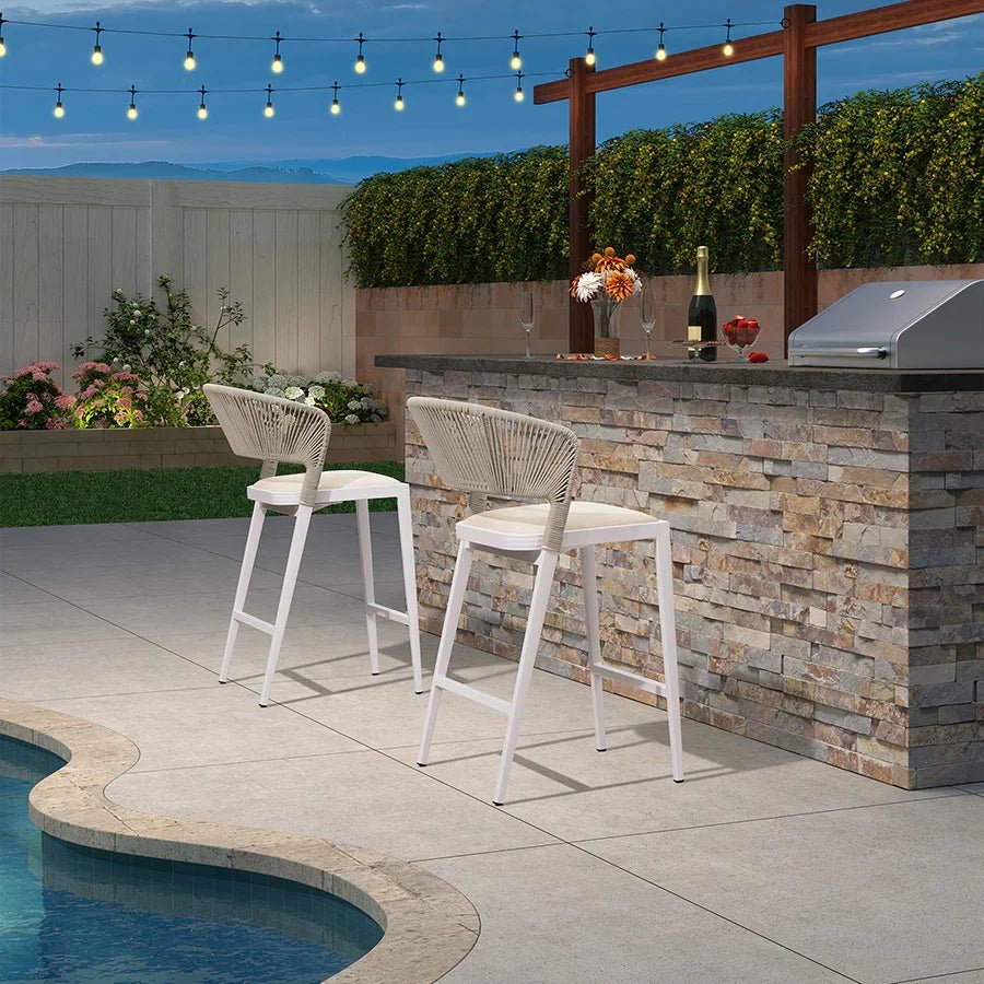 Bar Stool Rattan Bar Stools Counter Stools with Back Metal Bar Height Stool Outdoor Bar Chair for Garden Kitchen - Image 10