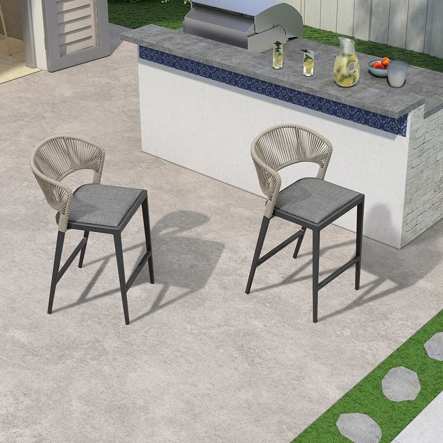 Bar Stool Rattan Bar Stools Counter Stools with Back Metal Bar Height Stool Outdoor Bar Chair for Garden Kitchen - Image 15