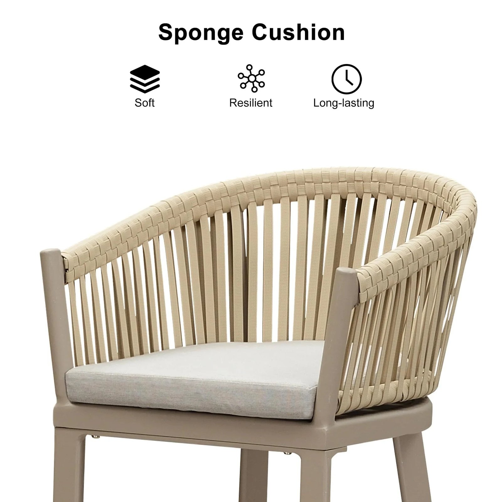 Counter Stools Bar Stools Rattan Bar Stools Wicker Bar Chairs Woven Aluminum Barstools with Back and Cushions - Image 96