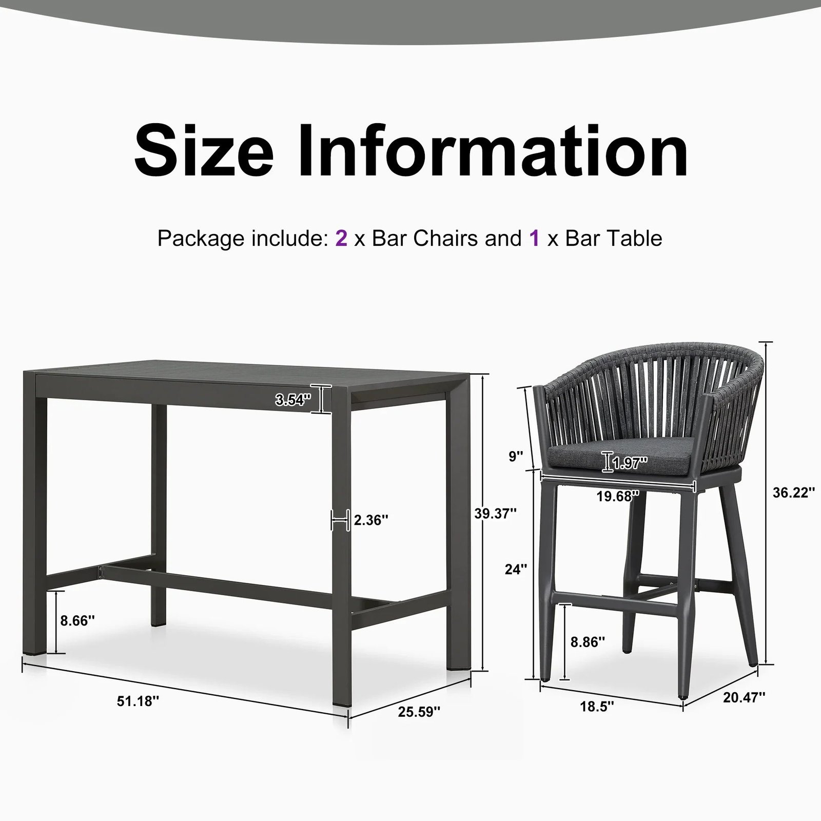 Counter Stools Bar Stools Rattan Bar Stools Wicker Bar Chairs Woven Aluminum Barstools with Back and Cushions - Image 114