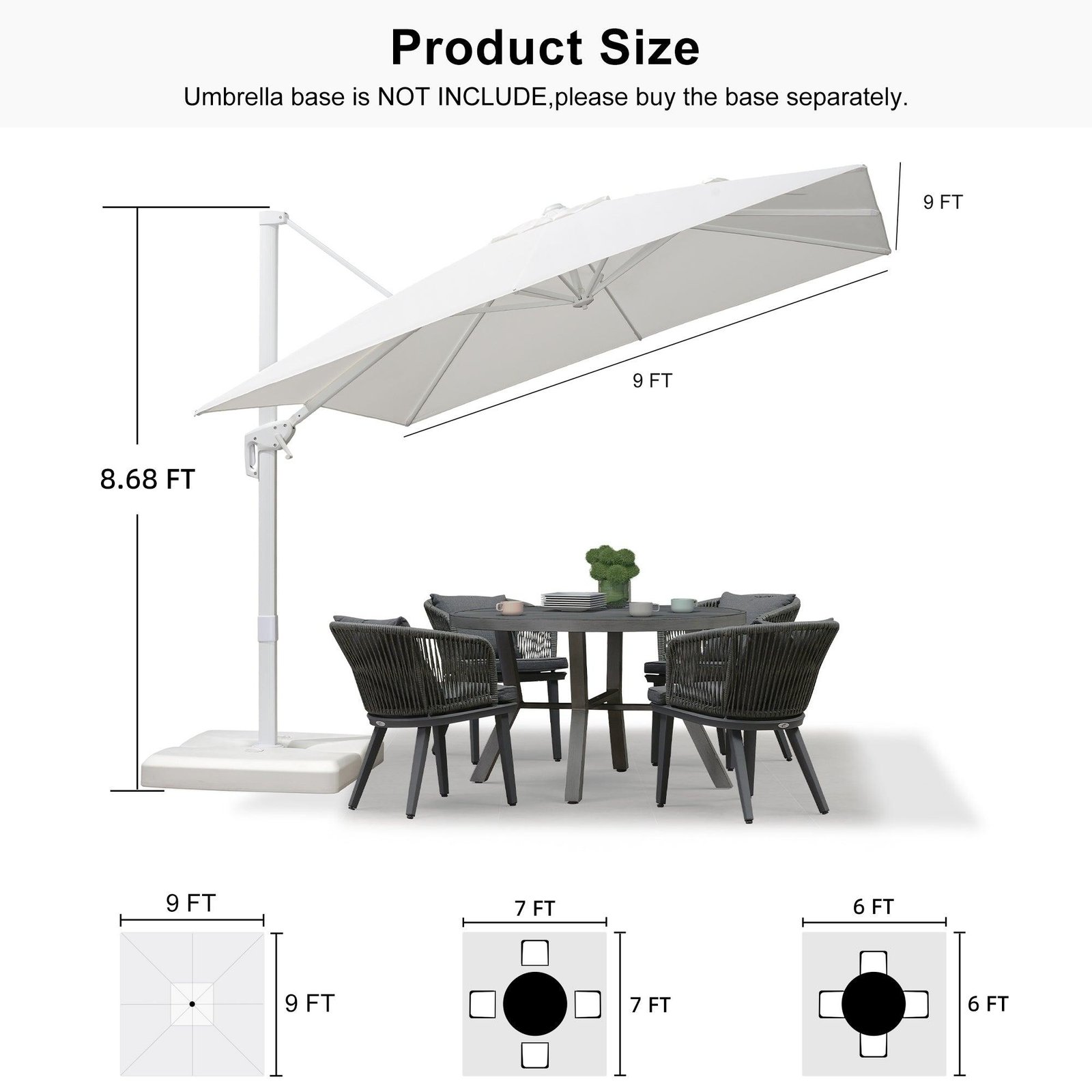 Morden White Outdoor Umbrella Premium Aluminum Patio Cantilever Pool Sun Umbrellas - Image 165