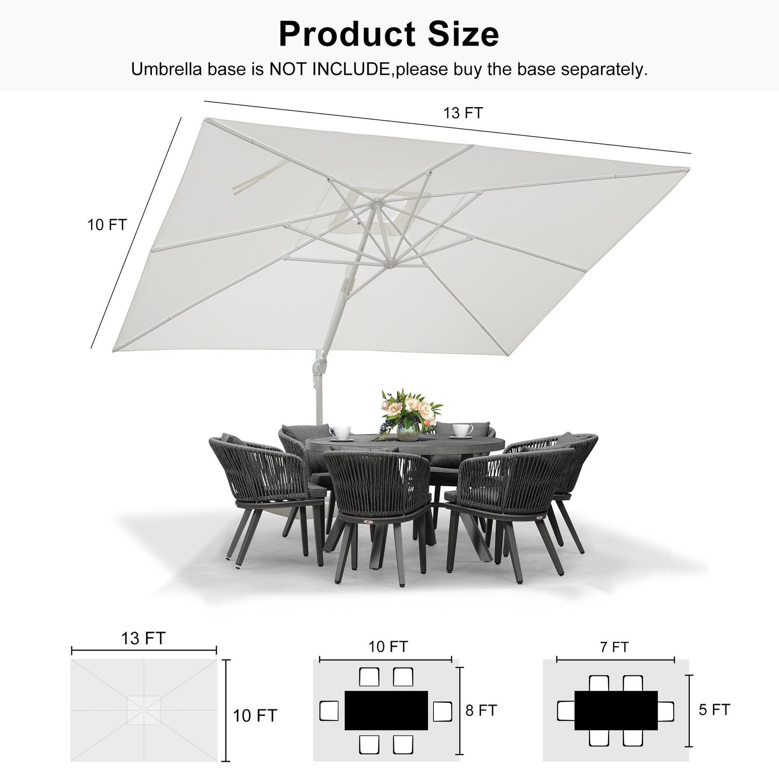 Morden White Outdoor Umbrella Premium Aluminum Patio Cantilever Pool Sun Umbrellas - Image 183