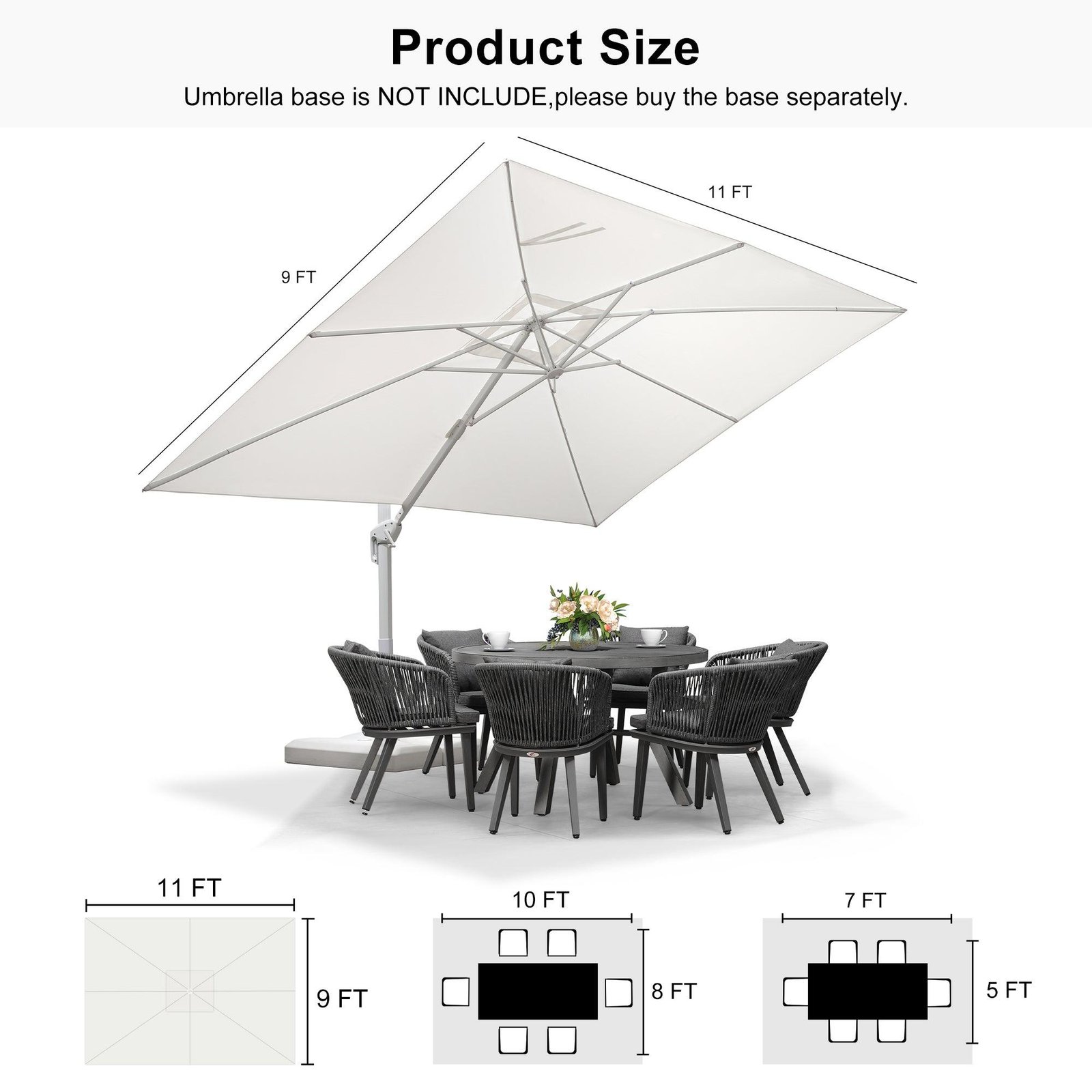 Morden White Outdoor Umbrella Premium Aluminum Patio Cantilever Pool Sun Umbrellas - Image 156
