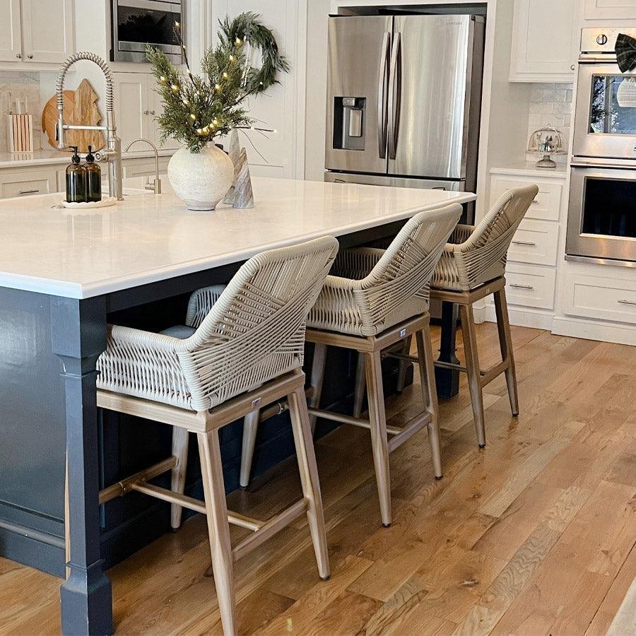 Modern Bar Stools Aluminum Bar Stool with Cushion for Indoor and Outdoor, Kitchen Island - Image 2