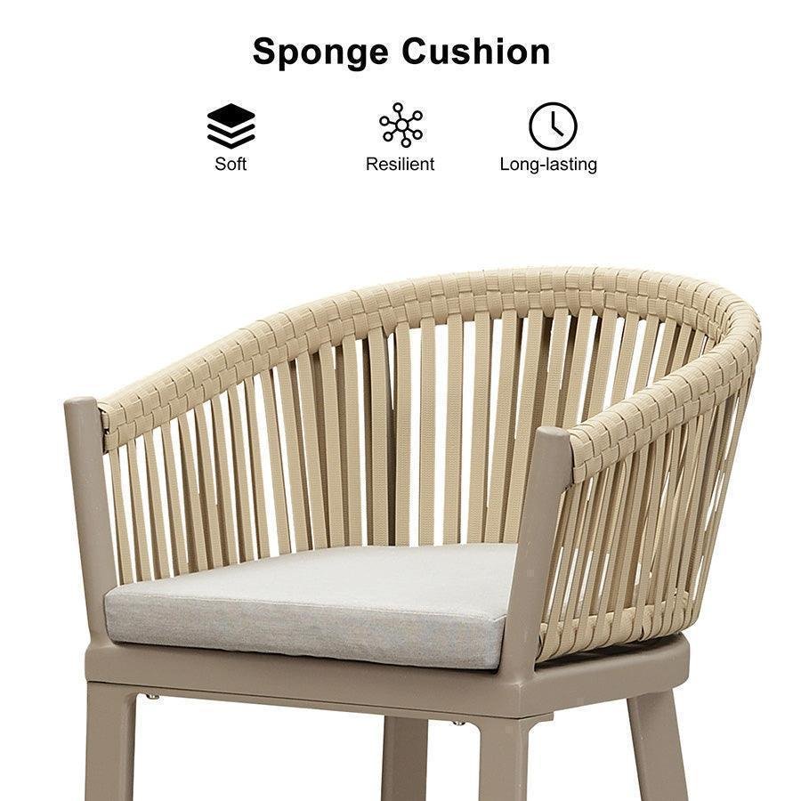 Counter Stools Bar Stools Rattan Bar Stools Wicker Bar Chairs Woven Aluminum Barstools with Back and Cushions - Image 19