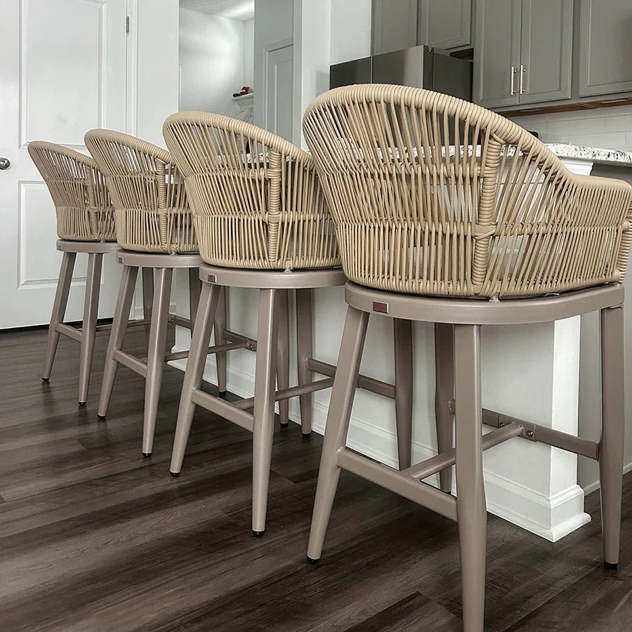 Outdoor Bar Stools Rattan Bar Stools Counter Stools with Back and Cushions  for Patio, Garden, Kitchen - Image 78