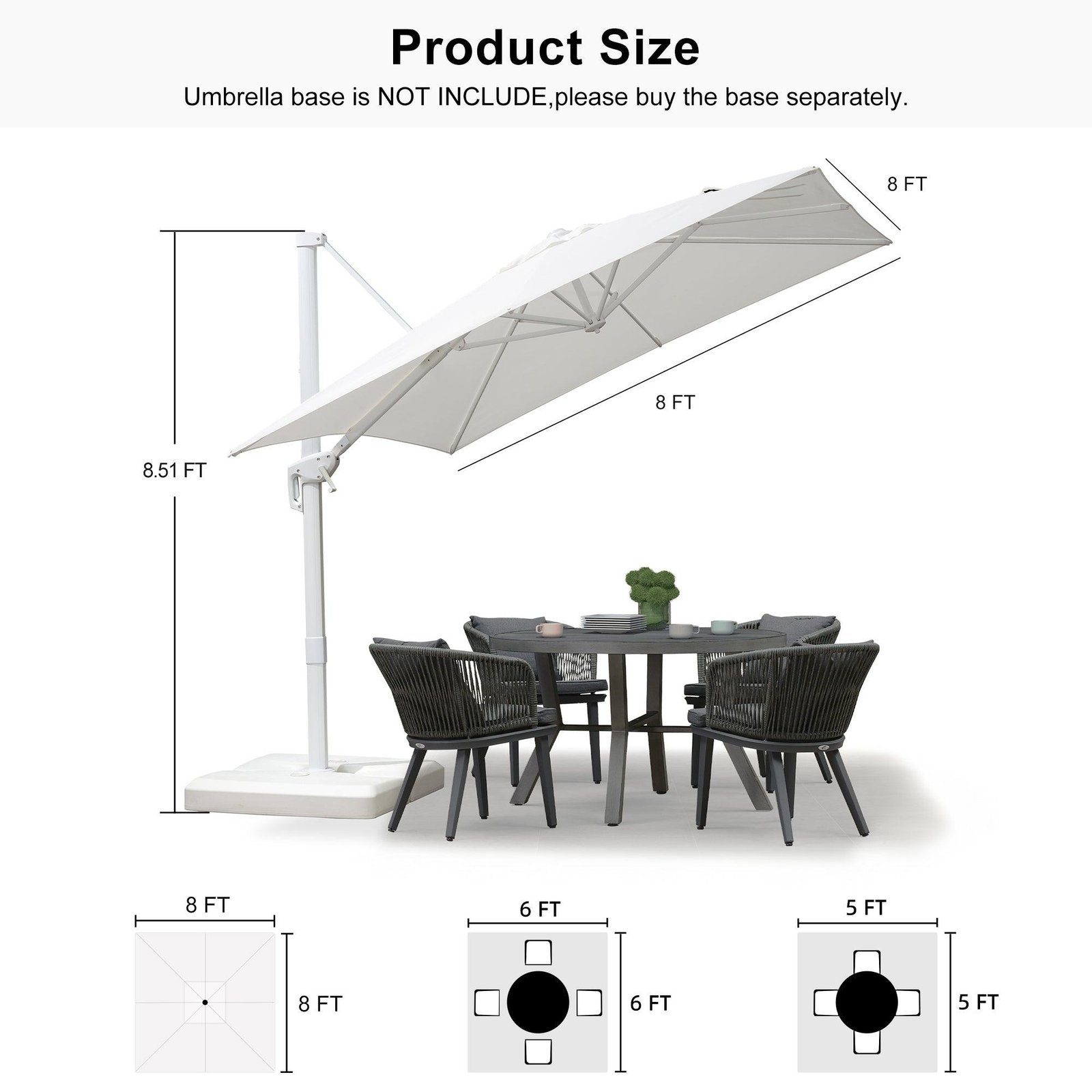 Morden White Outdoor Umbrella Premium Aluminum Patio Cantilever Pool Sun Umbrellas - Image 147