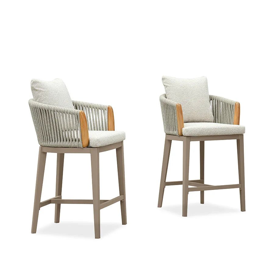 Hailar Outdoor Bar Stools Chair Modern Rattan Bar Stool with Back and Cushion for Balcony, Indoor or Outdoor, Kitchen Island - Image 7