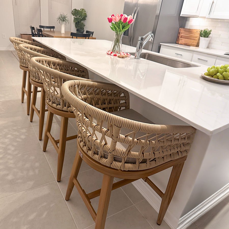 Outdoor Bar Stools Counter Stools Rattan Bar Stools Chair with Backrest for Indoor or Outdoor, Kitchen lsland - Image 105