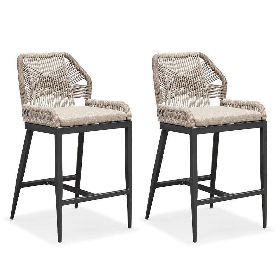 Outdoor Bar Stools Wicker Rattan Bar Stools with Back Aluminum Outside Garden Patio Bar Chairs - Image 17