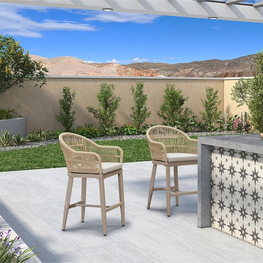 Outdoor Bar Stools Rattan Bar Stools Counter Stools with Back and Cushions  for Patio, Garden, Kitchen - Image 20
