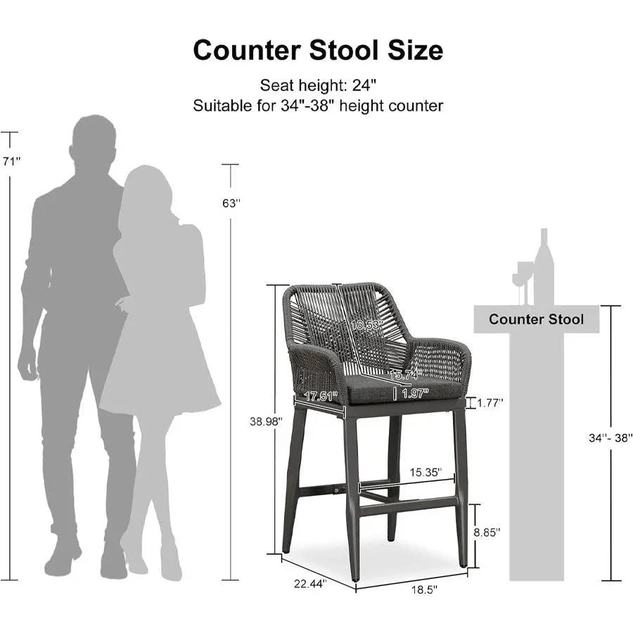 Modern Bar Stools Aluminum Bar Stool with Cushion for Indoor and Outdoor, Kitchen Island - Image 16