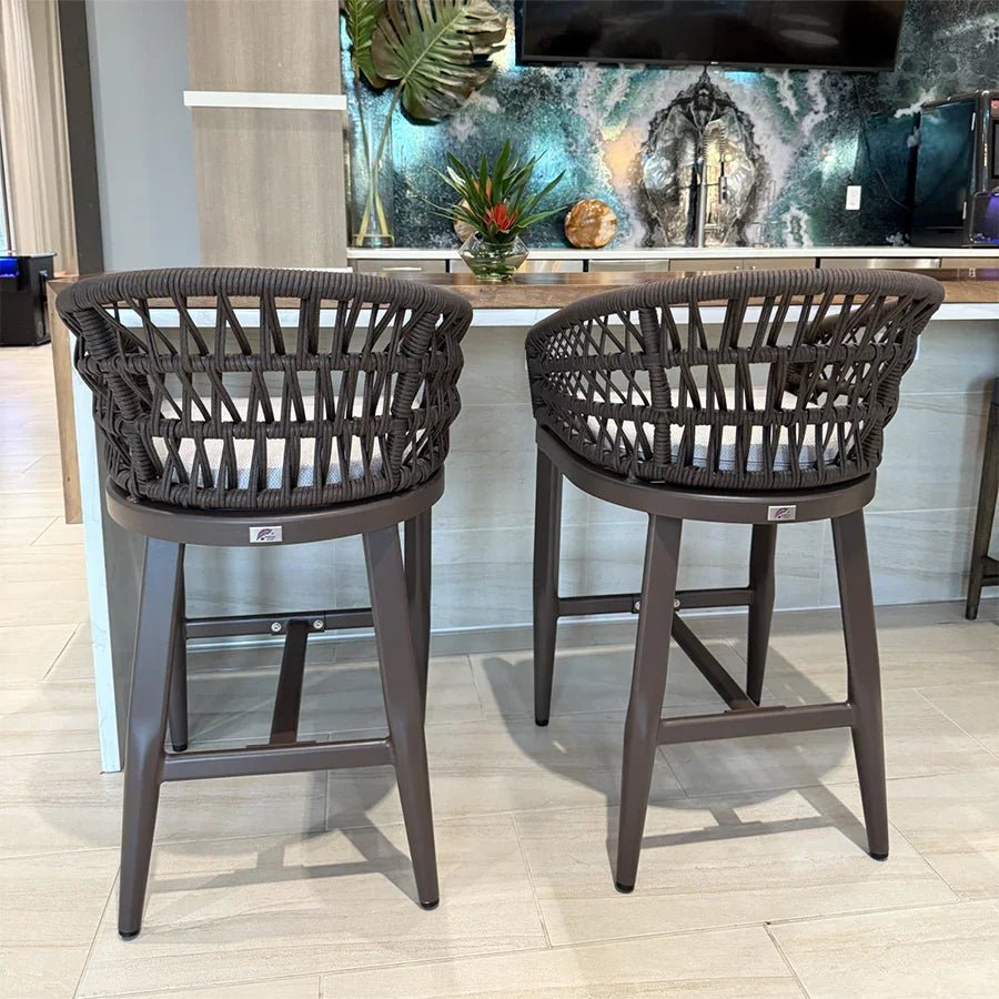 Outdoor Bar Stools Counter Stools Rattan Bar Stools Chair with Backrest for Indoor or Outdoor, Kitchen lsland - Image 90