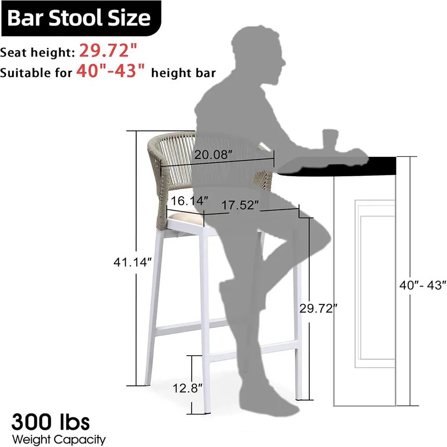 Bar Stool Rattan Bar Stools Counter Stools with Back Metal Bar Height Stool Outdoor Bar Chair for Garden Kitchen - Image 32