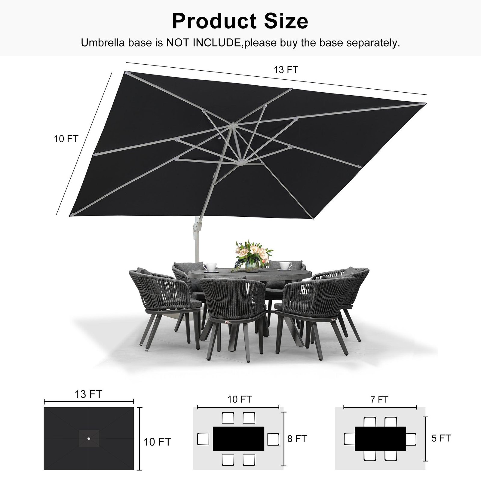 Morden White Outdoor Umbrella Premium Aluminum Patio Cantilever Pool Sun Umbrellas - Image 187