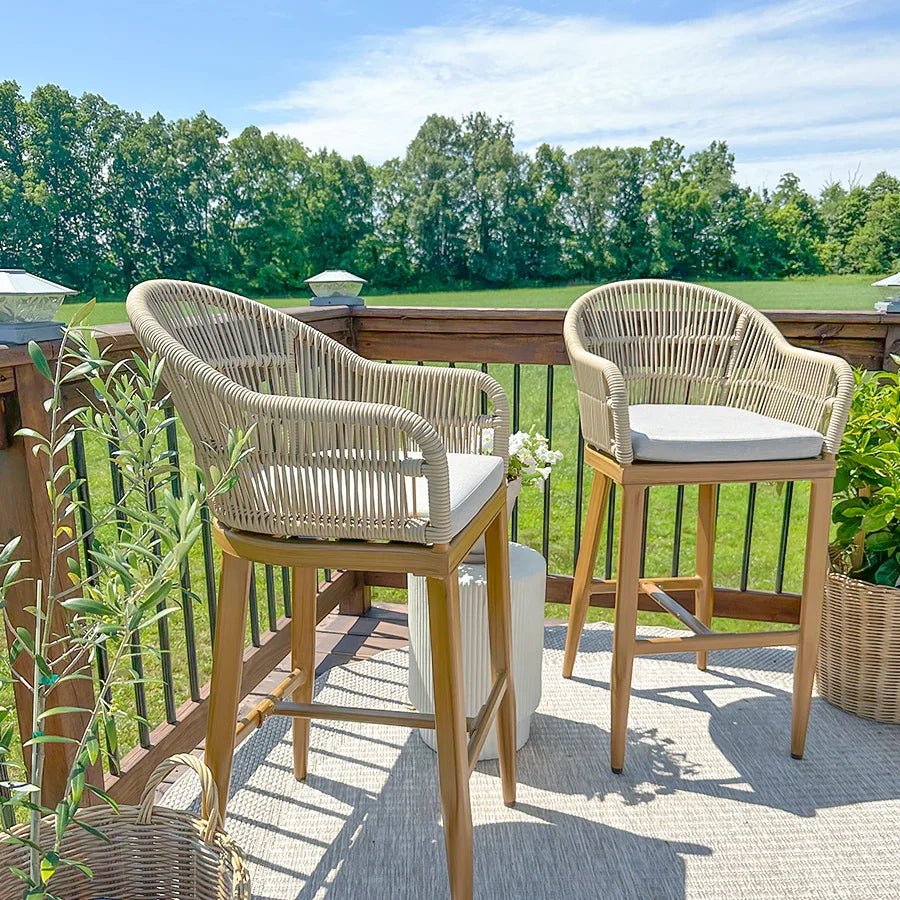Outdoor Bar Stools Rattan Bar Stools Counter Stools with Back and Cushions  for Patio, Garden, Kitchen - Image 88