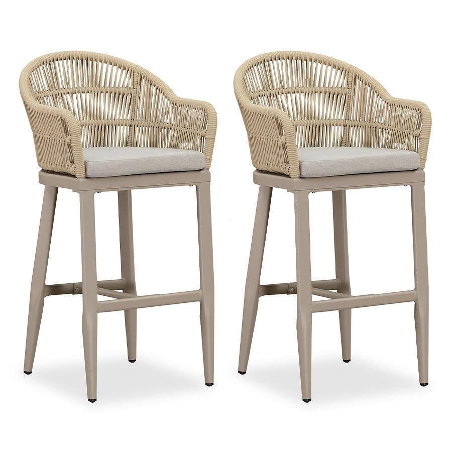 Outdoor Bar Stools Rattan Bar Stools Counter Stools with Back and Cushions  for Patio, Garden, Kitchen - Image 17