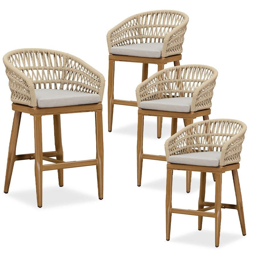 Outdoor Bar Stools Counter Stools Rattan Bar Stools Chair with Backrest for Indoor or Outdoor, Kitchen lsland - Image 30
