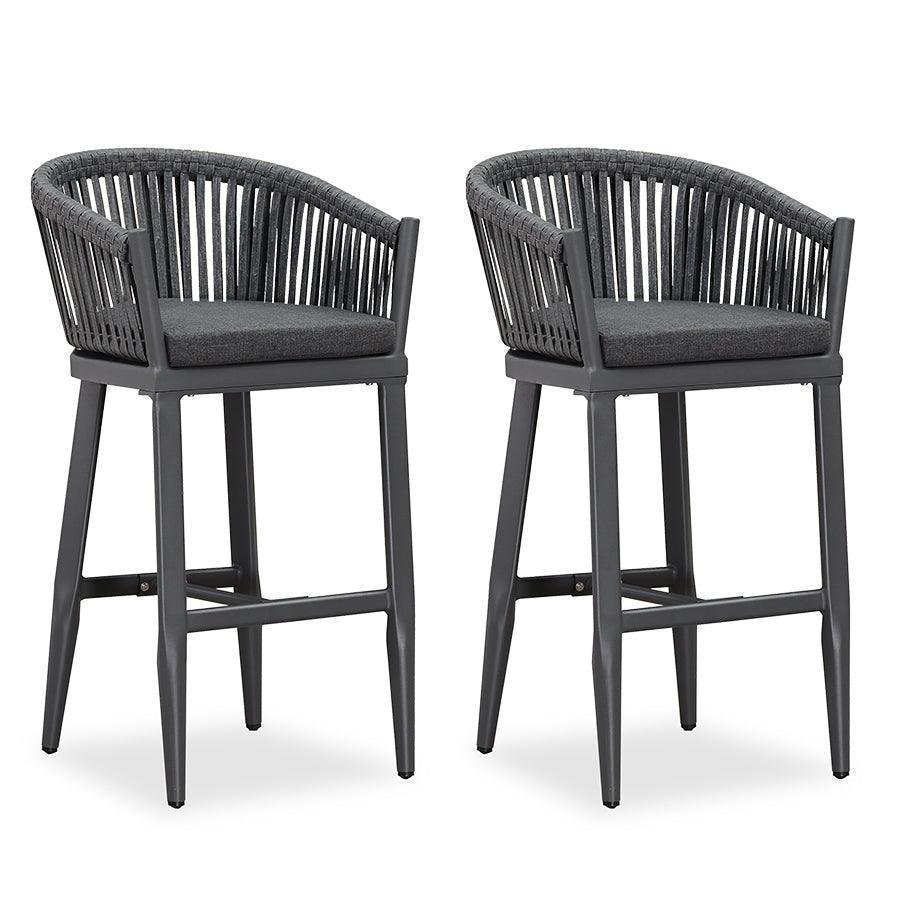 Counter Stools Bar Stools Rattan Bar Stools Wicker Bar Chairs Woven Aluminum Barstools with Back and Cushions - Image 18
