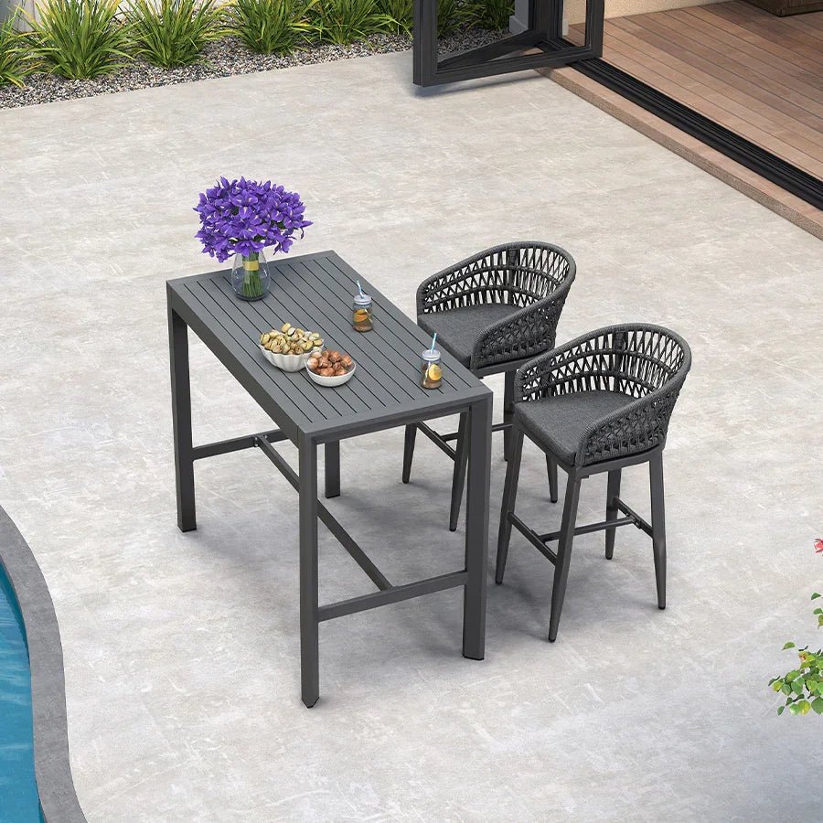 Outdoor Bar Stools Counter Stools Rattan Bar Stools Chair with Backrest for Indoor or Outdoor, Kitchen lsland - Image 55