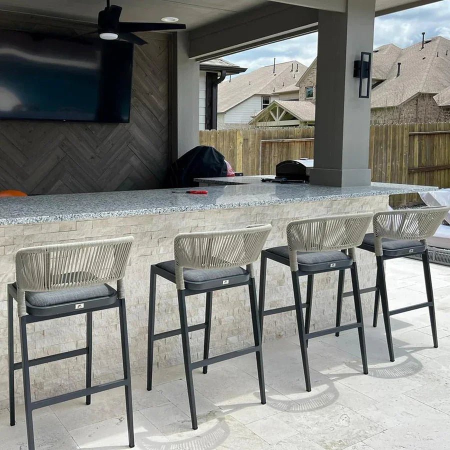 Bar Stool Rattan Bar Stools Counter Stools with Back Metal Bar Height Stool Outdoor Bar Chair for Garden Kitchen - Image 82