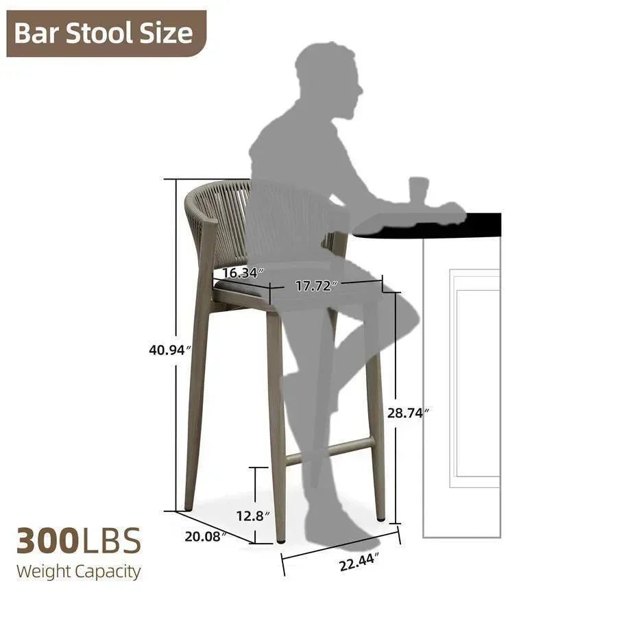 Bar Stool Rattan Bar Stools Counter Stools with Back Metal Bar Height Stool Outdoor Bar Chair for Garden Kitchen - Image 37
