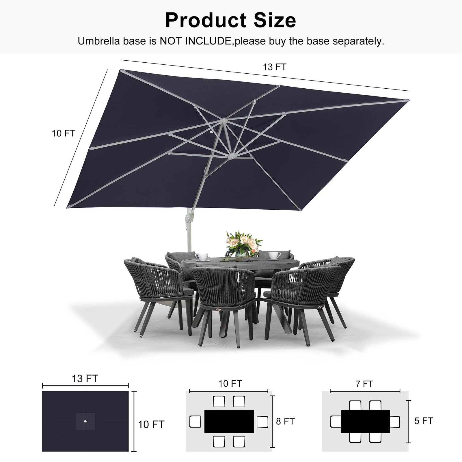 Morden White Outdoor Umbrella Premium Aluminum Patio Cantilever Pool Sun Umbrellas - Image 184