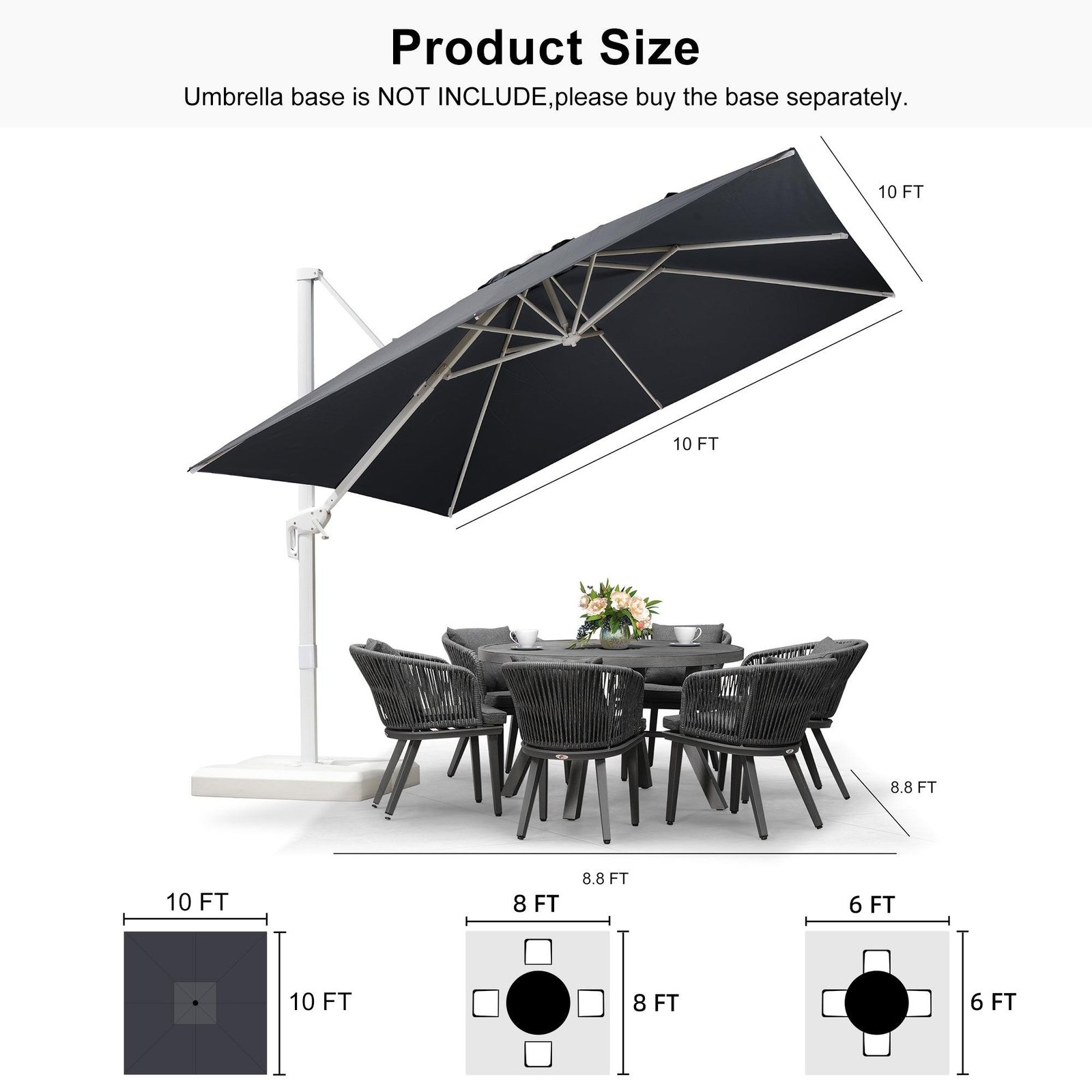 Morden White Outdoor Umbrella Premium Aluminum Patio Cantilever Pool Sun Umbrellas - Image 178