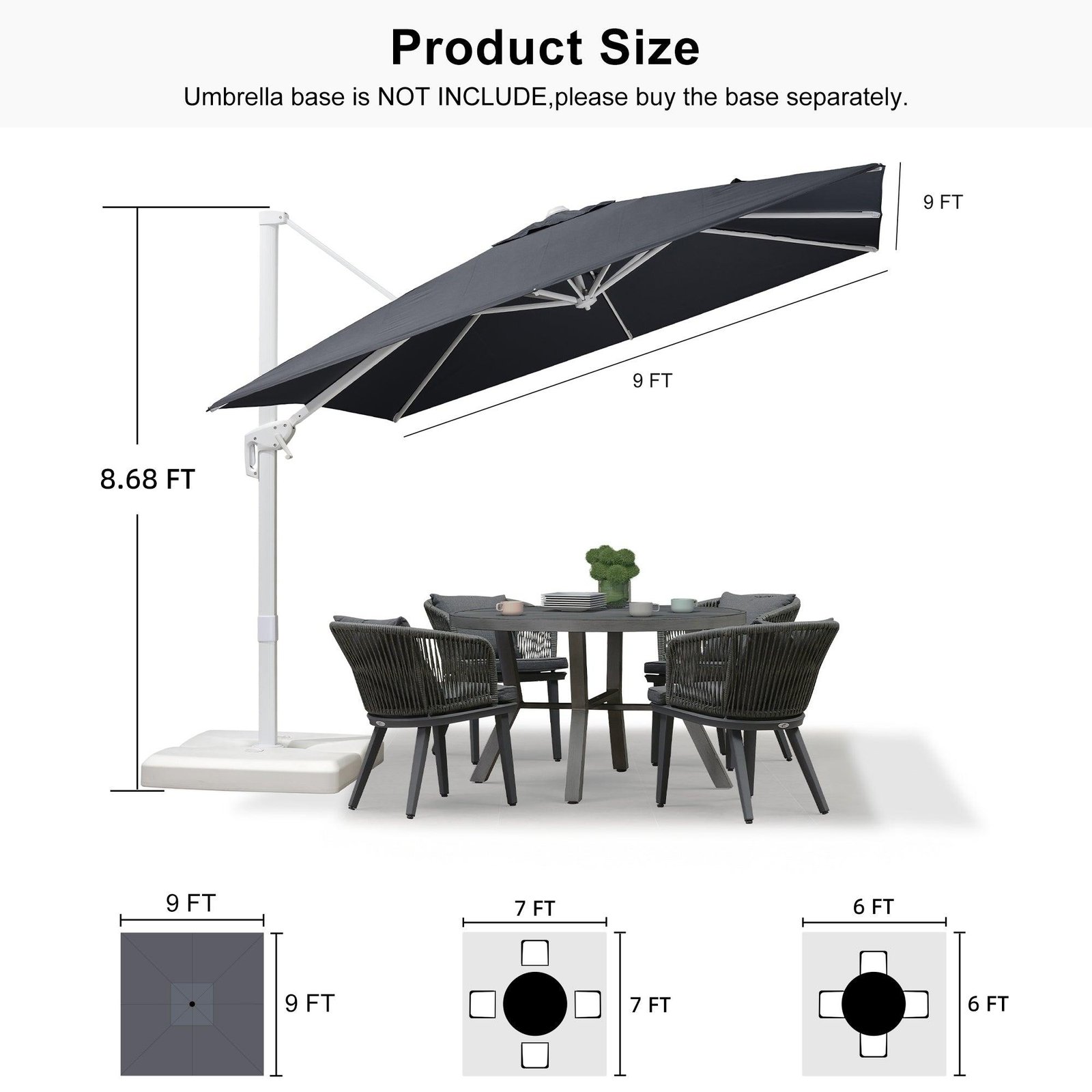 Morden White Outdoor Umbrella Premium Aluminum Patio Cantilever Pool Sun Umbrellas - Image 168