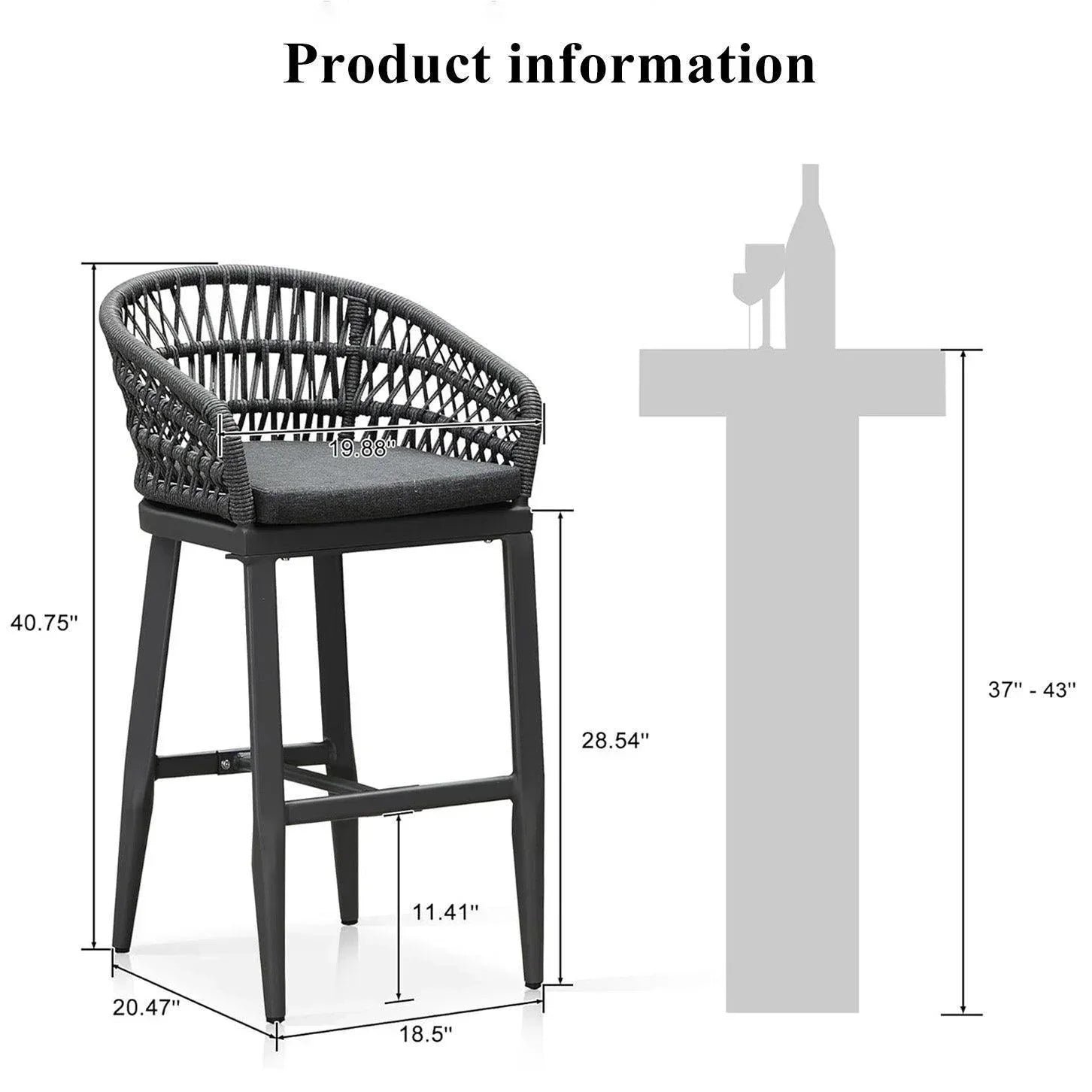 Outdoor Bar Stools Counter Stools Rattan Bar Stools Chair with Backrest for Indoor or Outdoor, Kitchen lsland - Image 19