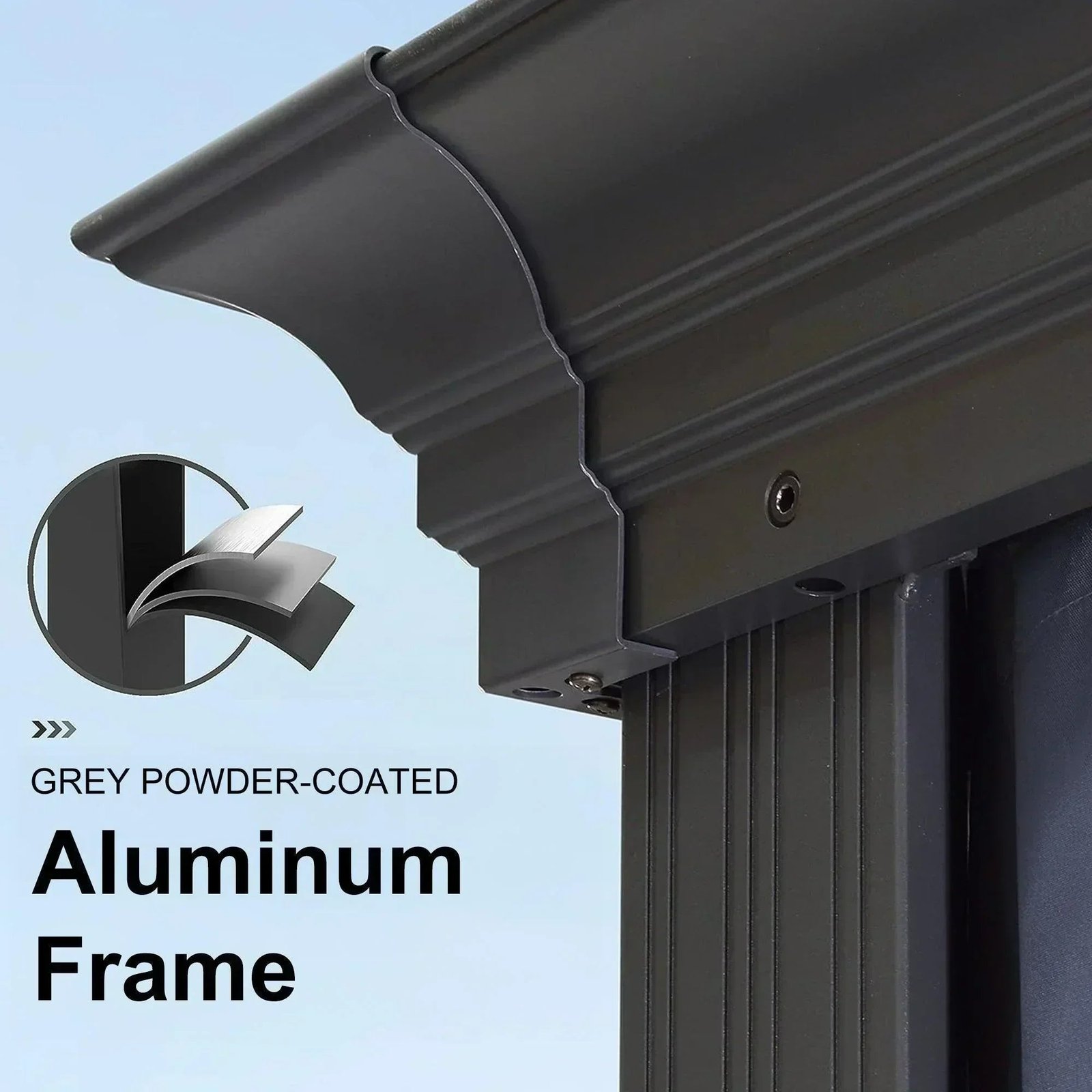 Patio Gazebo for Backyard Grey Hardtop Galvanized Steel Roof Awning with Upgrade Curtain - Image 98