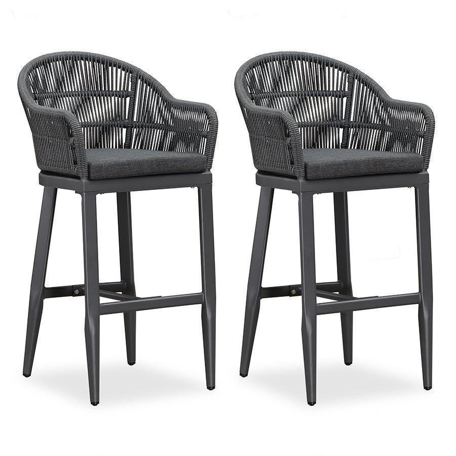 Outdoor Bar Stools Rattan Bar Stools Counter Stools with Back and Cushions  for Patio, Garden, Kitchen - Image 14