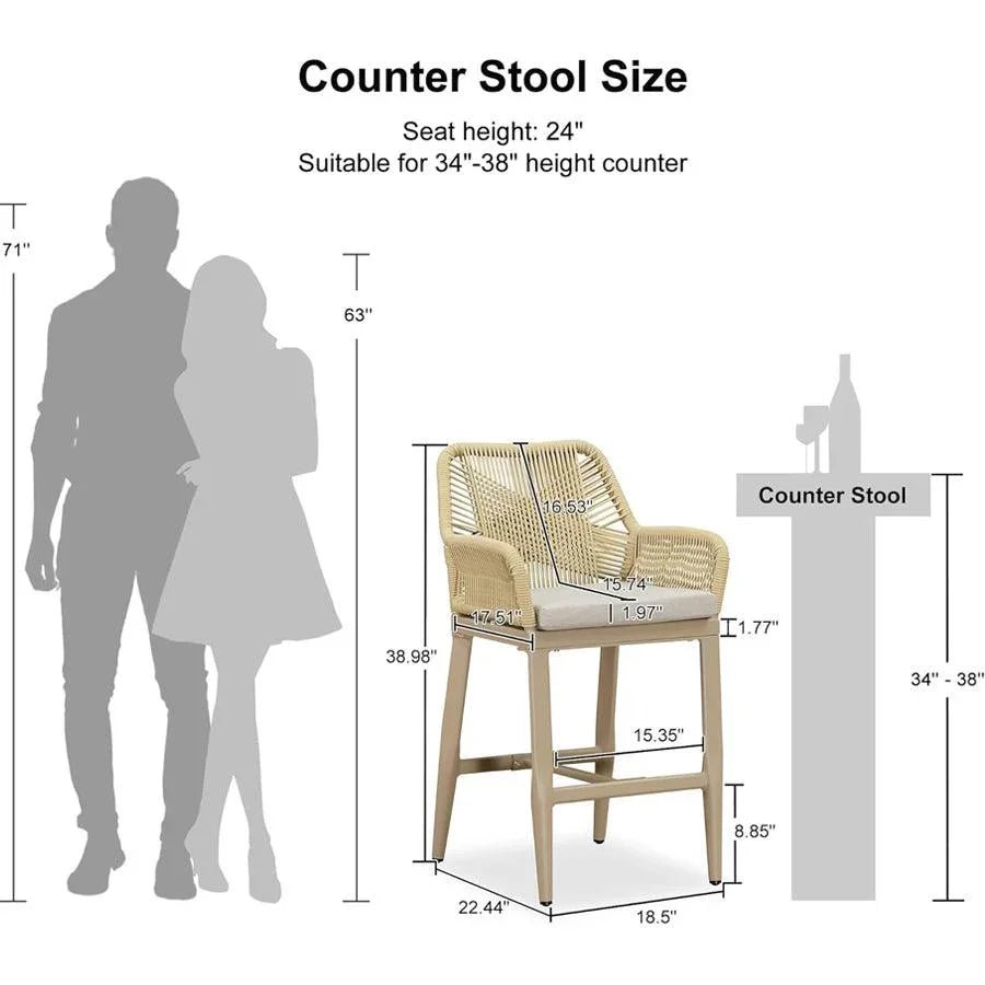 Modern Bar Stools Aluminum Bar Stool with Cushion for Indoor and Outdoor, Kitchen Island - Image 18