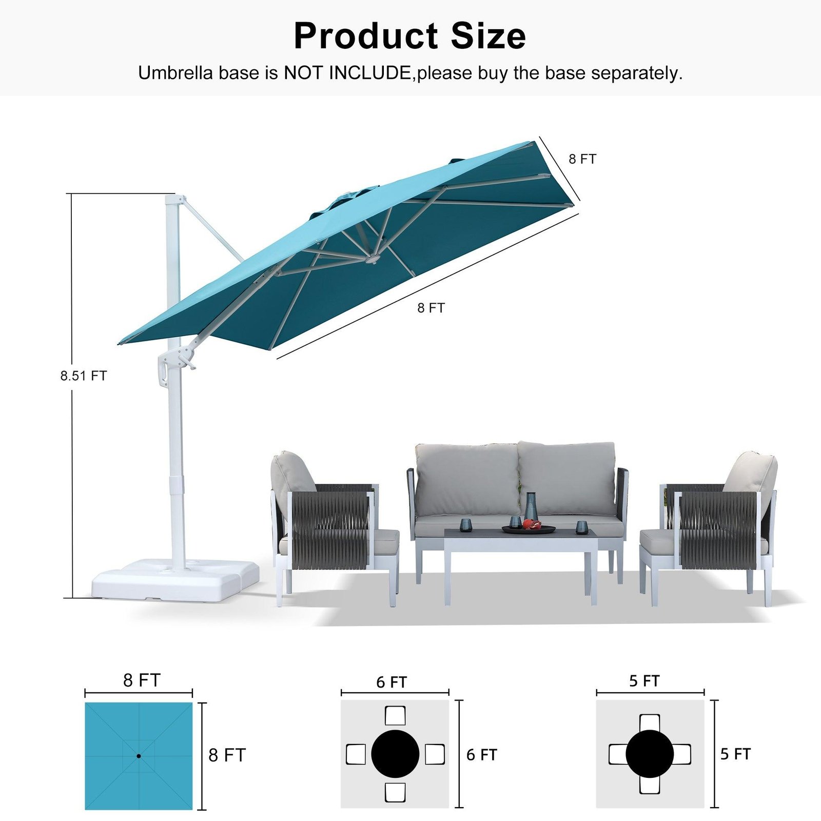 Morden White Outdoor Umbrella Premium Aluminum Patio Cantilever Pool Sun Umbrellas - Image 154