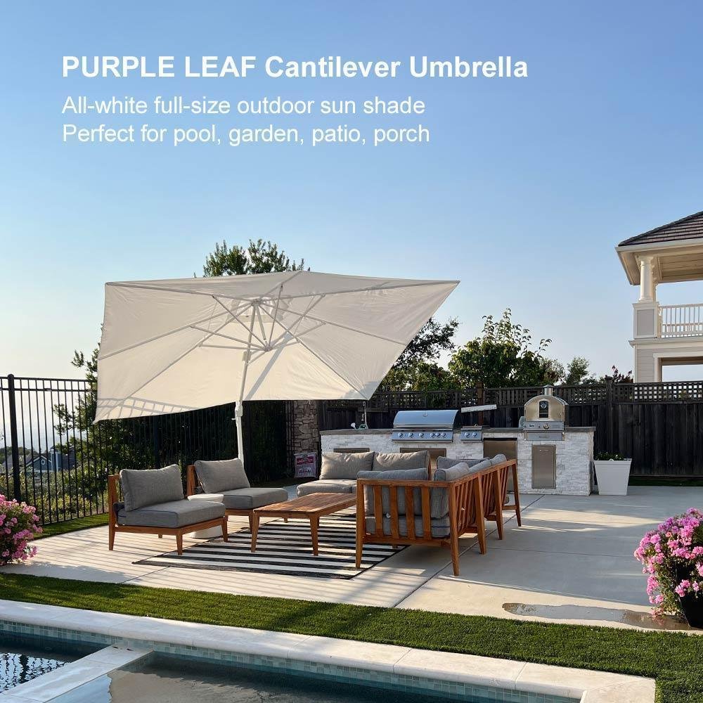 Morden White Outdoor Umbrella Premium Aluminum Patio Cantilever Pool Sun Umbrellas - Image 4
