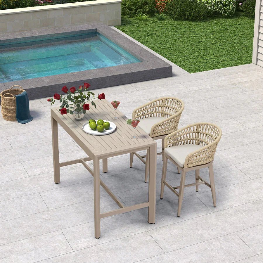 Outdoor Bar Stools Counter Stools Rattan Bar Stools Chair with Backrest for Indoor or Outdoor, Kitchen lsland - Image 57