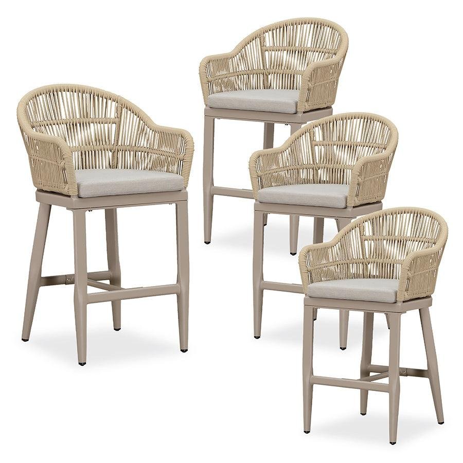 Outdoor Bar Stools Rattan Bar Stools Counter Stools with Back and Cushions  for Patio, Garden, Kitchen - Image 27