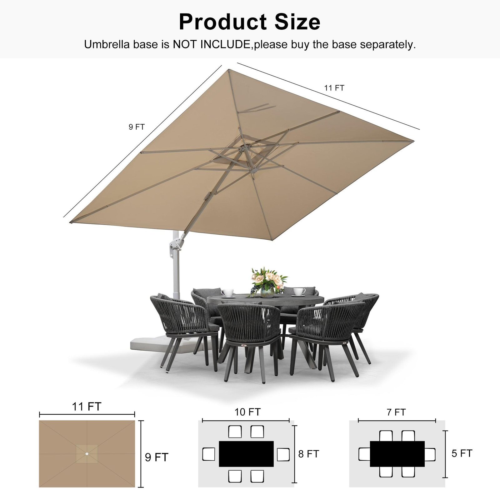 Morden White Outdoor Umbrella Premium Aluminum Patio Cantilever Pool Sun Umbrellas - Image 158