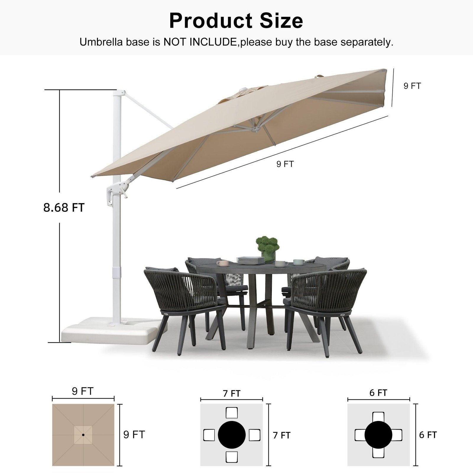 Morden White Outdoor Umbrella Premium Aluminum Patio Cantilever Pool Sun Umbrellas - Image 167