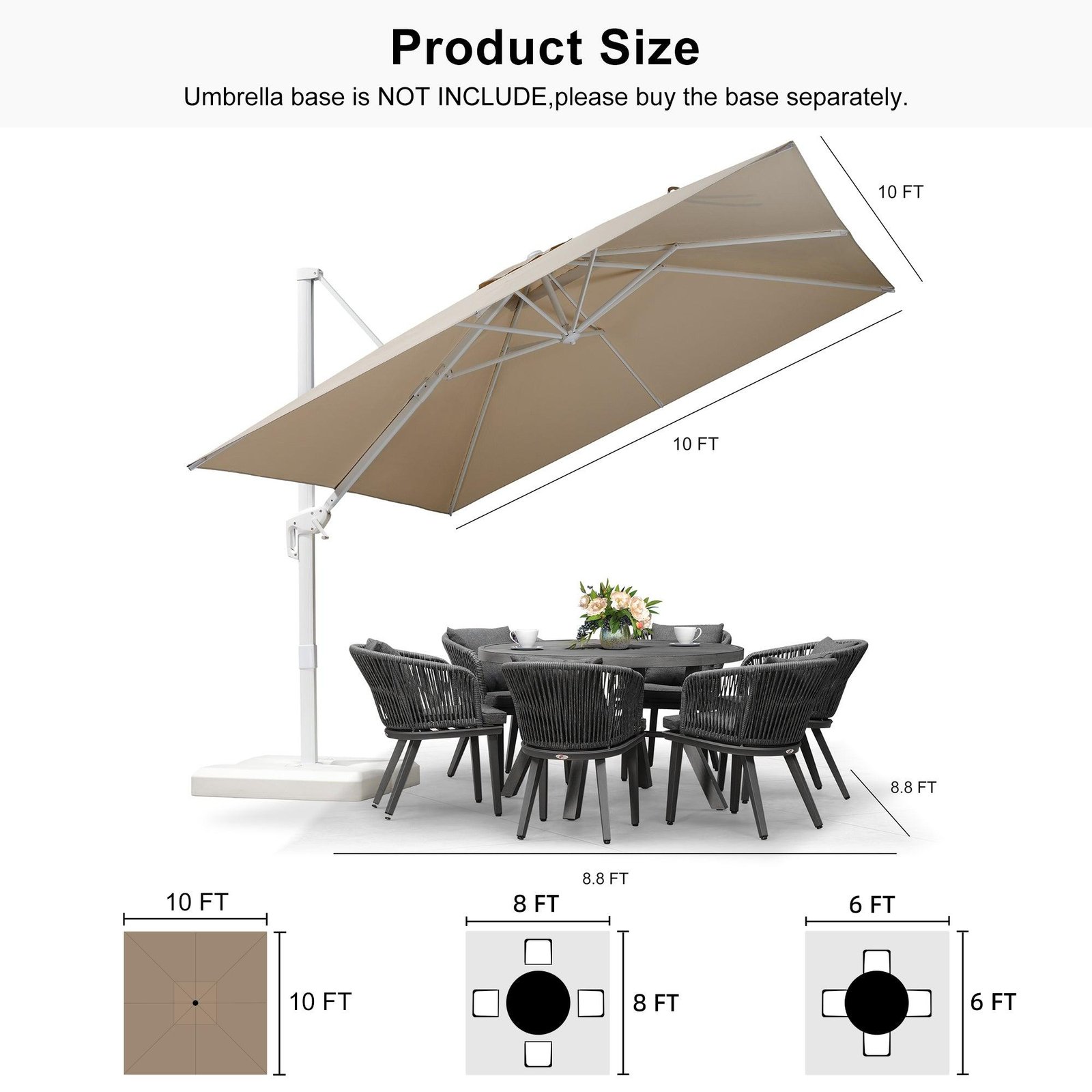 Morden White Outdoor Umbrella Premium Aluminum Patio Cantilever Pool Sun Umbrellas - Image 176